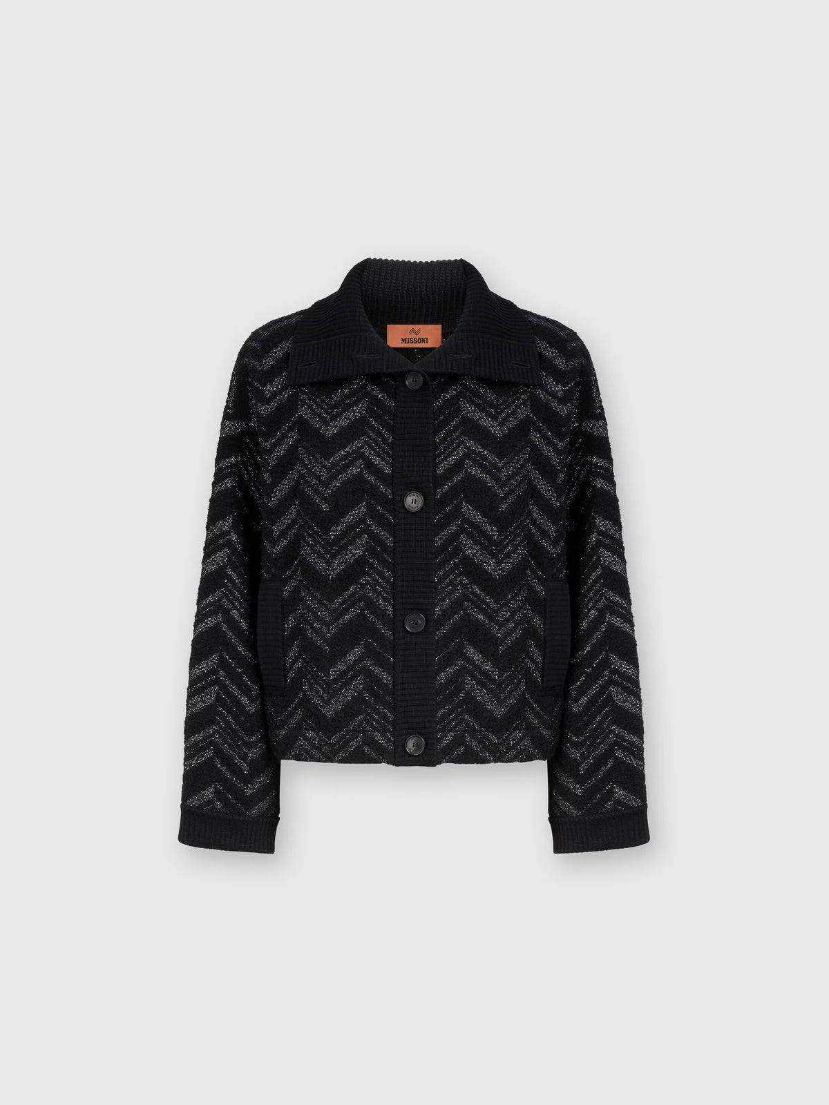 Bouclé knit jacket with lamé chevron