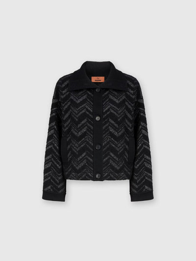 Bouclé knit jacket with lamé chevron