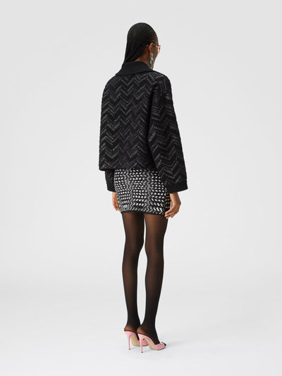 Bouclé knit jacket with lamé chevron