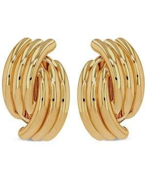 Crossover Ribbed Earrings Gold