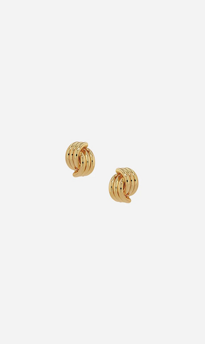 Crossover Ribbed Earrings Gold