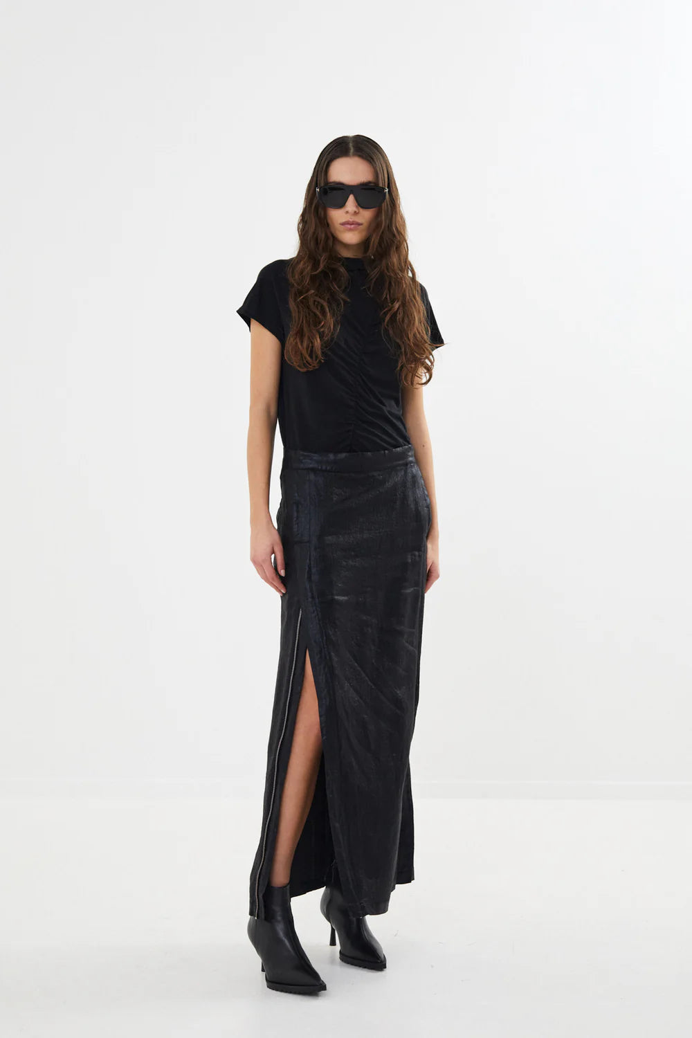 Naline Glazed Skirt Black