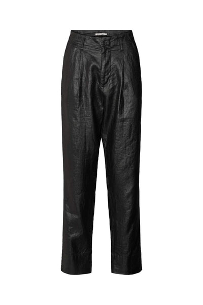 Raina Glazed Pleat Pant Black