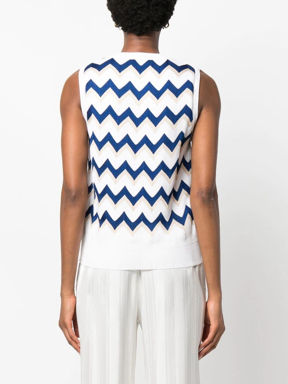 Zig Zag Tank Blue Cream and Taupe